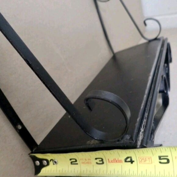 Vintage Wrought Iron Black Wall Shelf with Scroll Elements - Picture 8 of 8